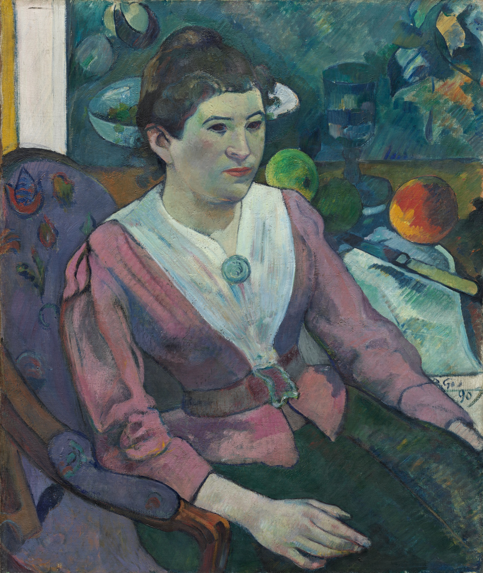 Woman in Front of a Still Life by Cezanne by Paul Gauguin