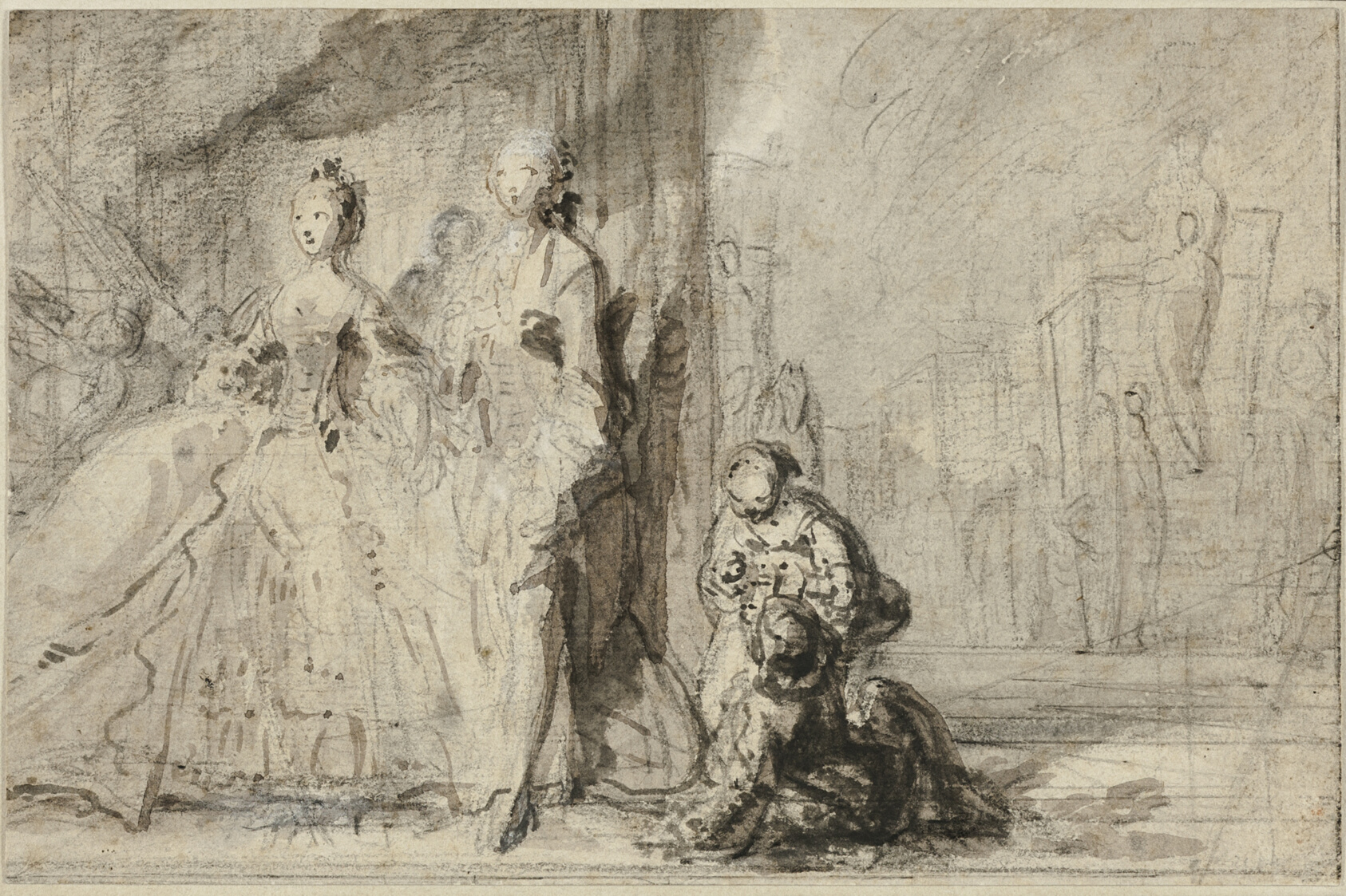 The Promenade on the Boulevard by Gabriel Jacques de Saint-Aubin