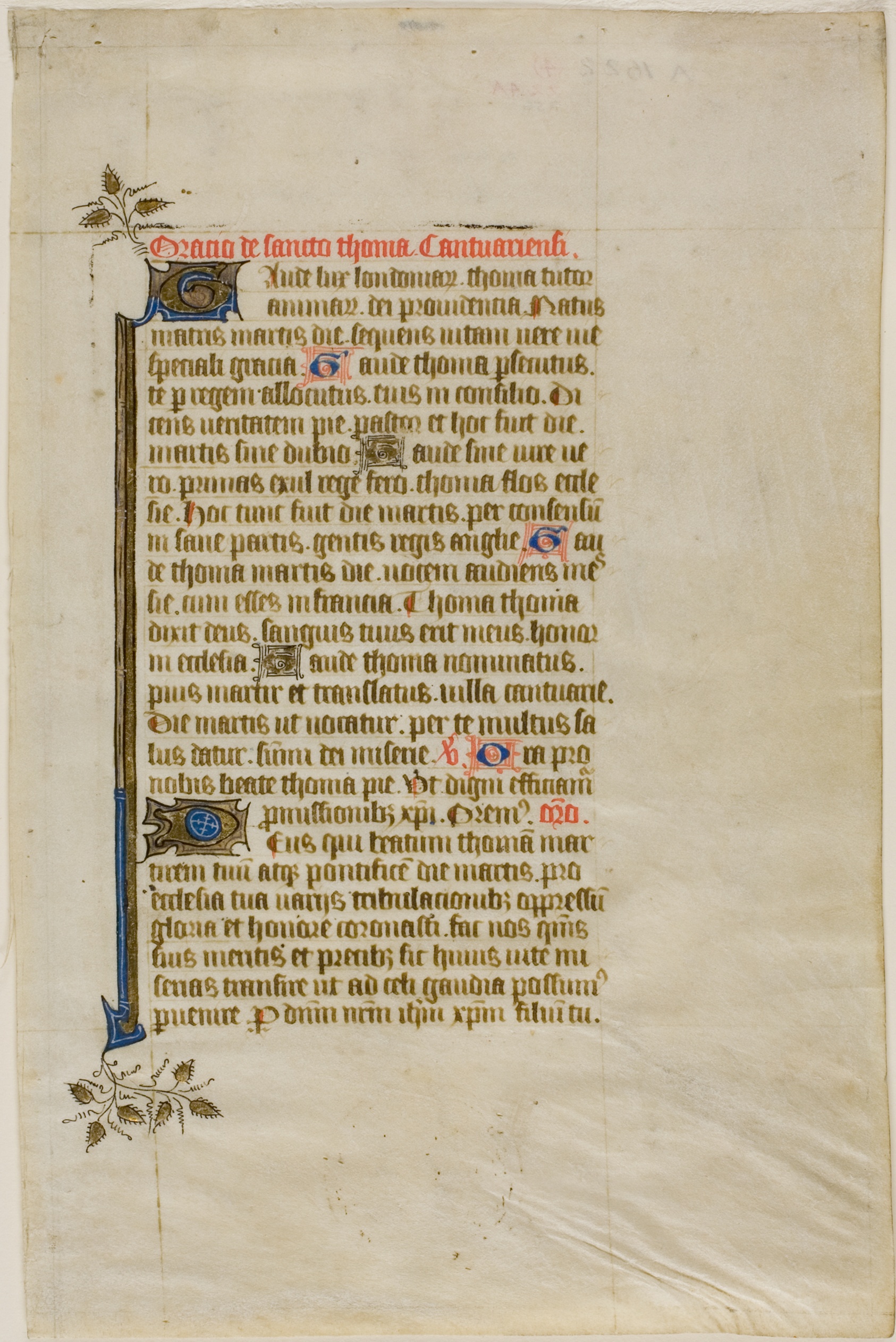 The Murder of Thomas Becket, page two, from a Book of Hours by Nicolas Brouwer