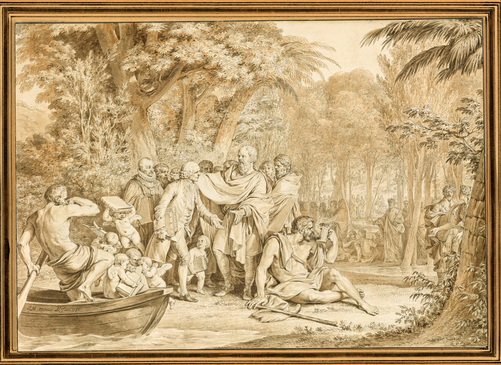The Arrival of Jean-Jacques Rousseau to the Champs-Élysées by Jean Michel Moreau