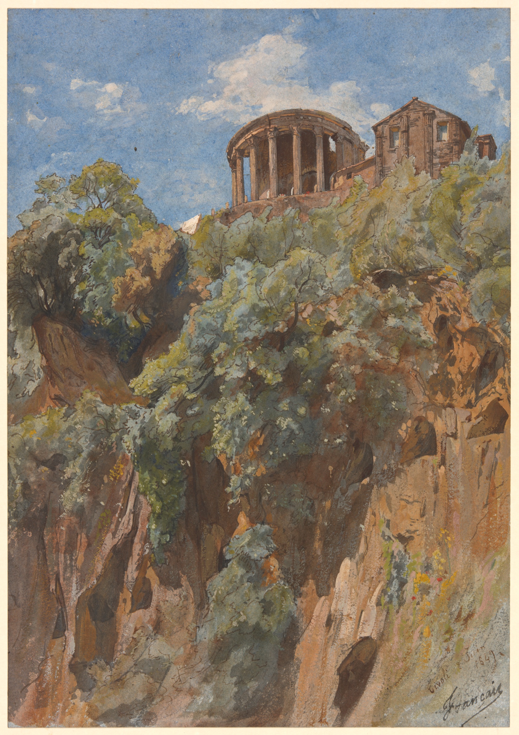 View of the Temple of Vesta in Tivoli by Louis Français