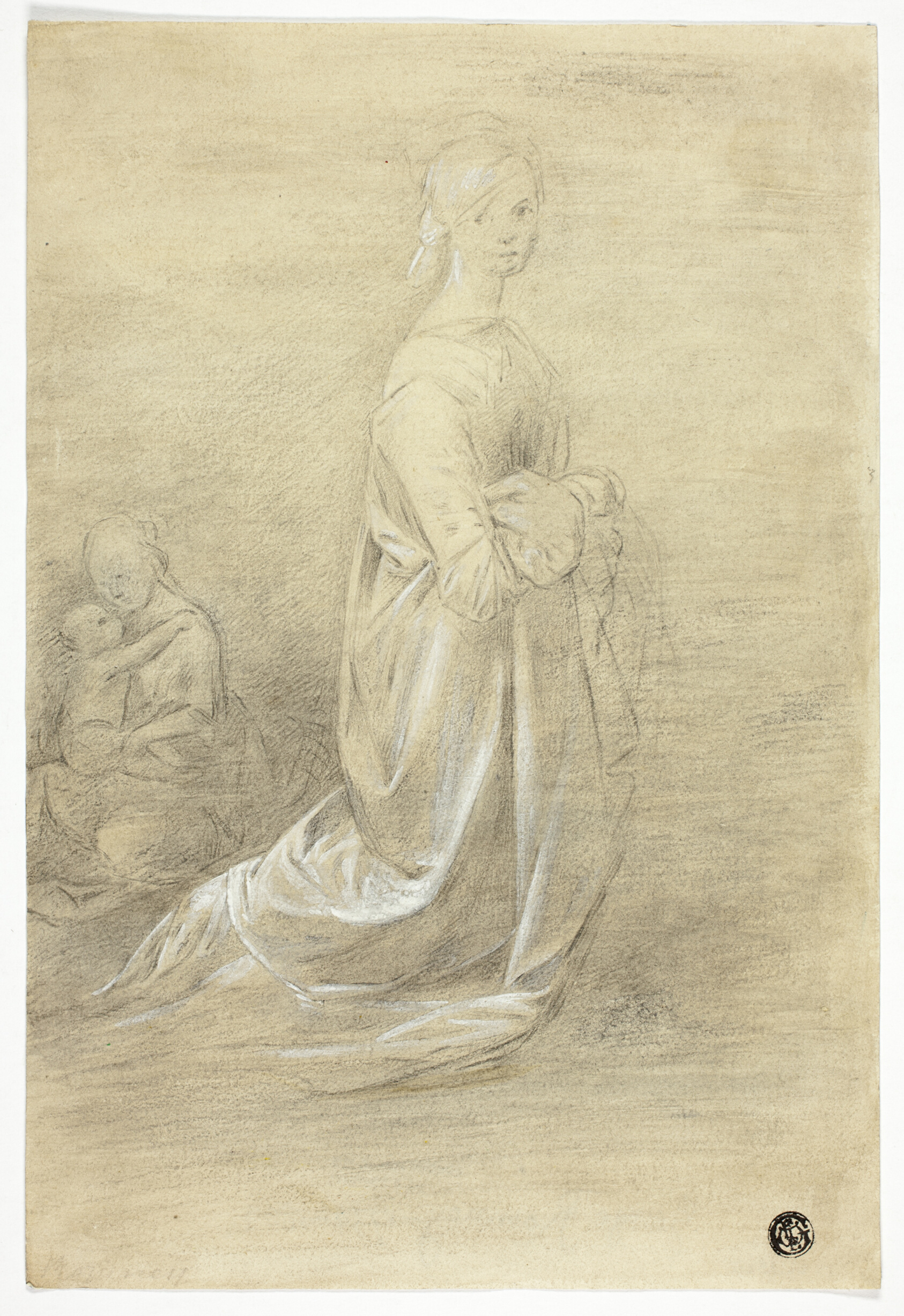 Kneeling Woman, Seated Mother and Child by George Romney