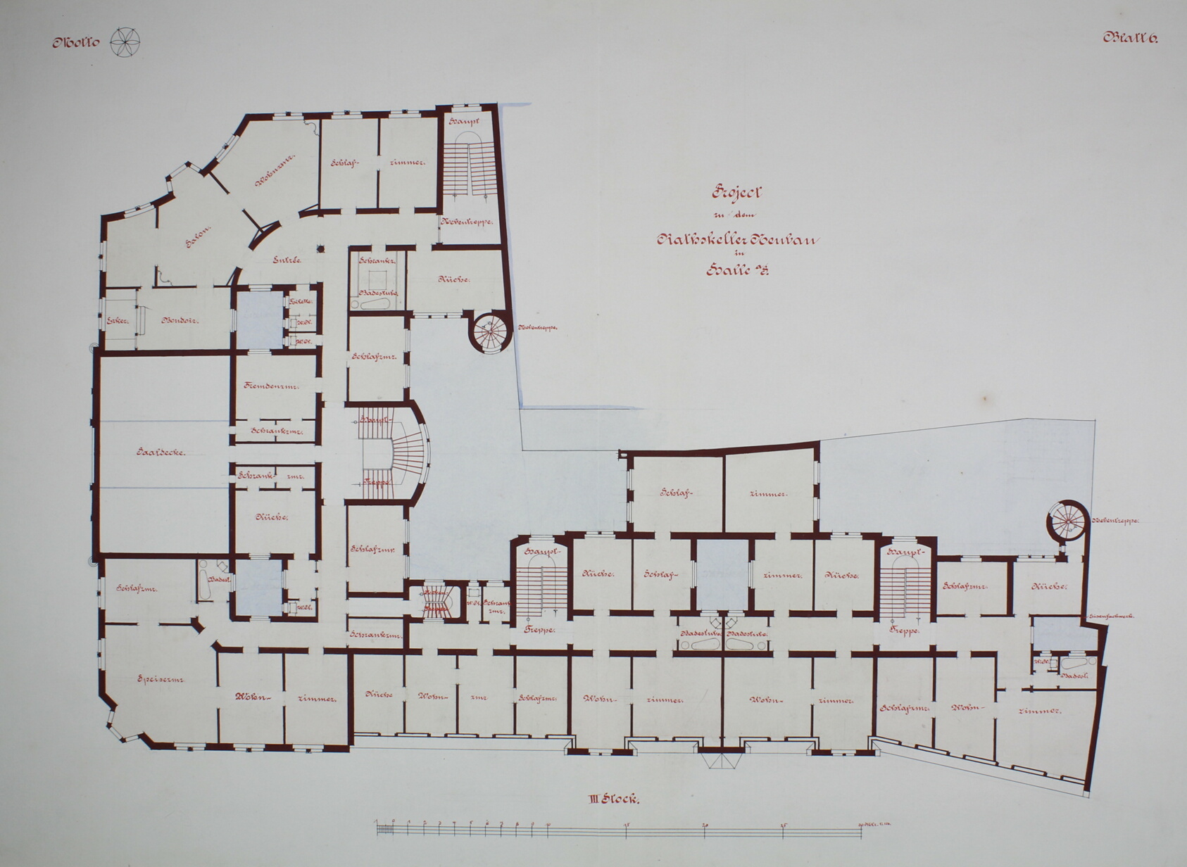 Rathskeller Neubau, Halle (Saale), Saxony-Anhalt, Germany, Third Floor Plan by Peter Joseph Weber