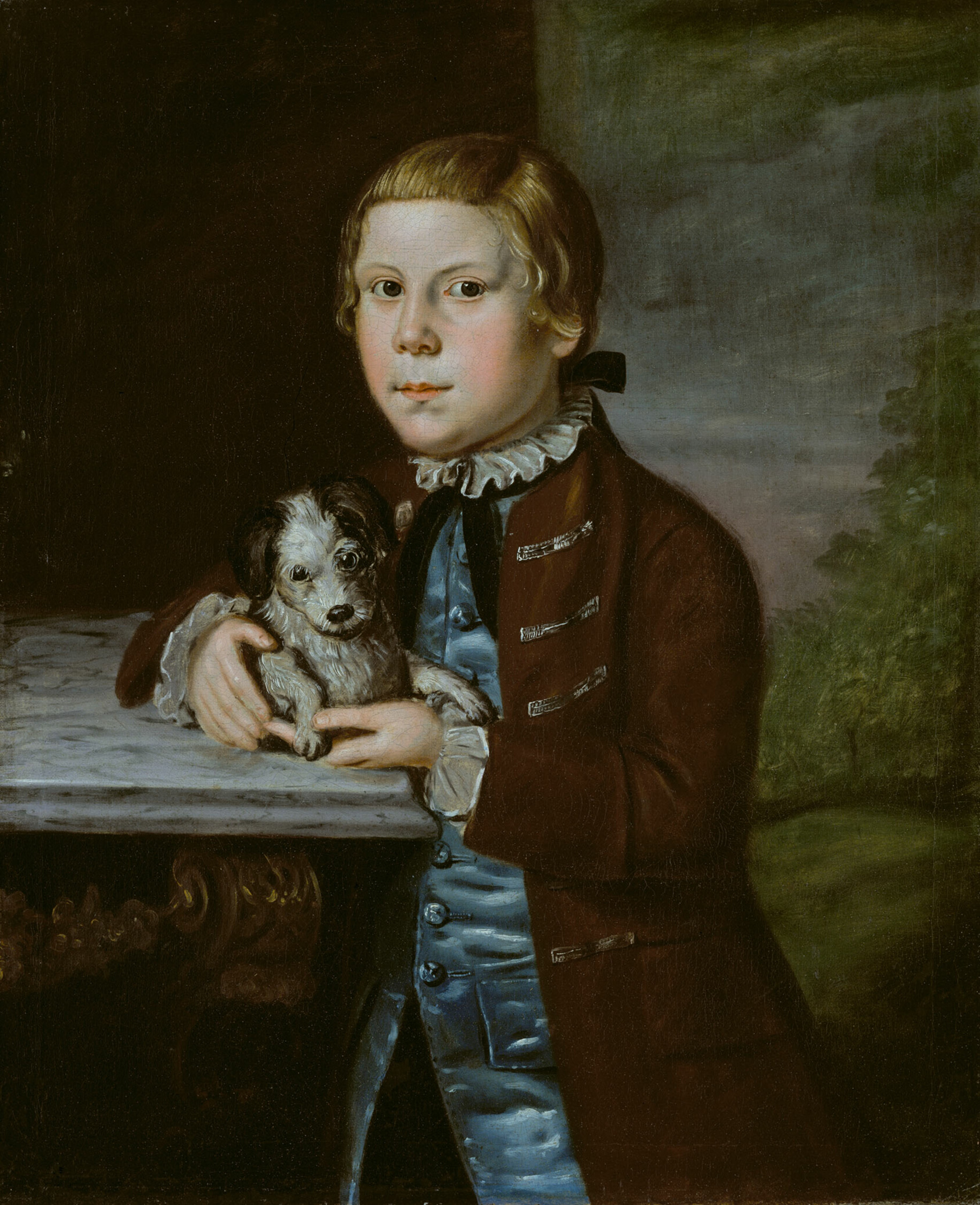 Boy of Hallett Family with Dog by Artist unknown