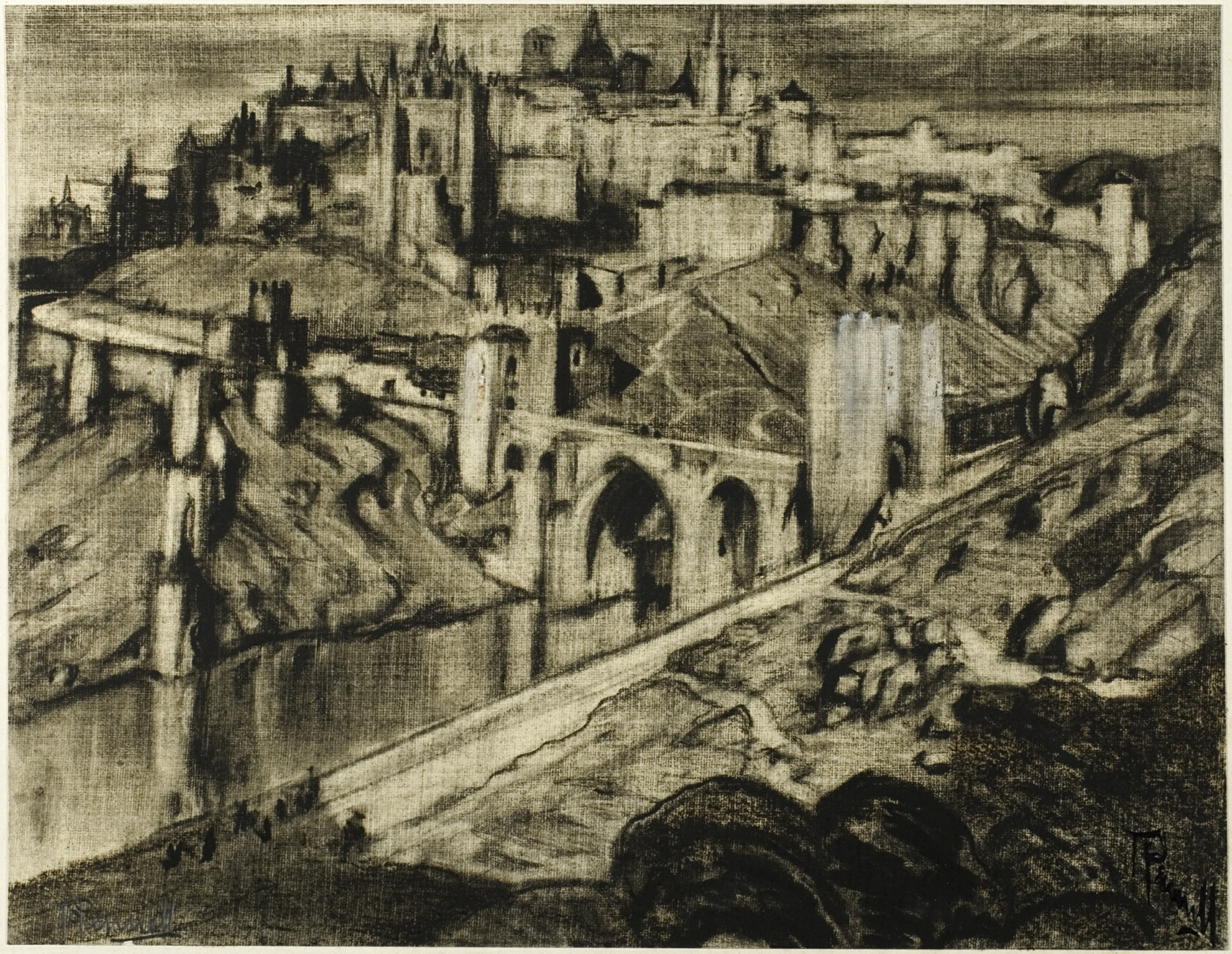 The Towering City, Toledo, from Castlian Days by Joseph Pennell