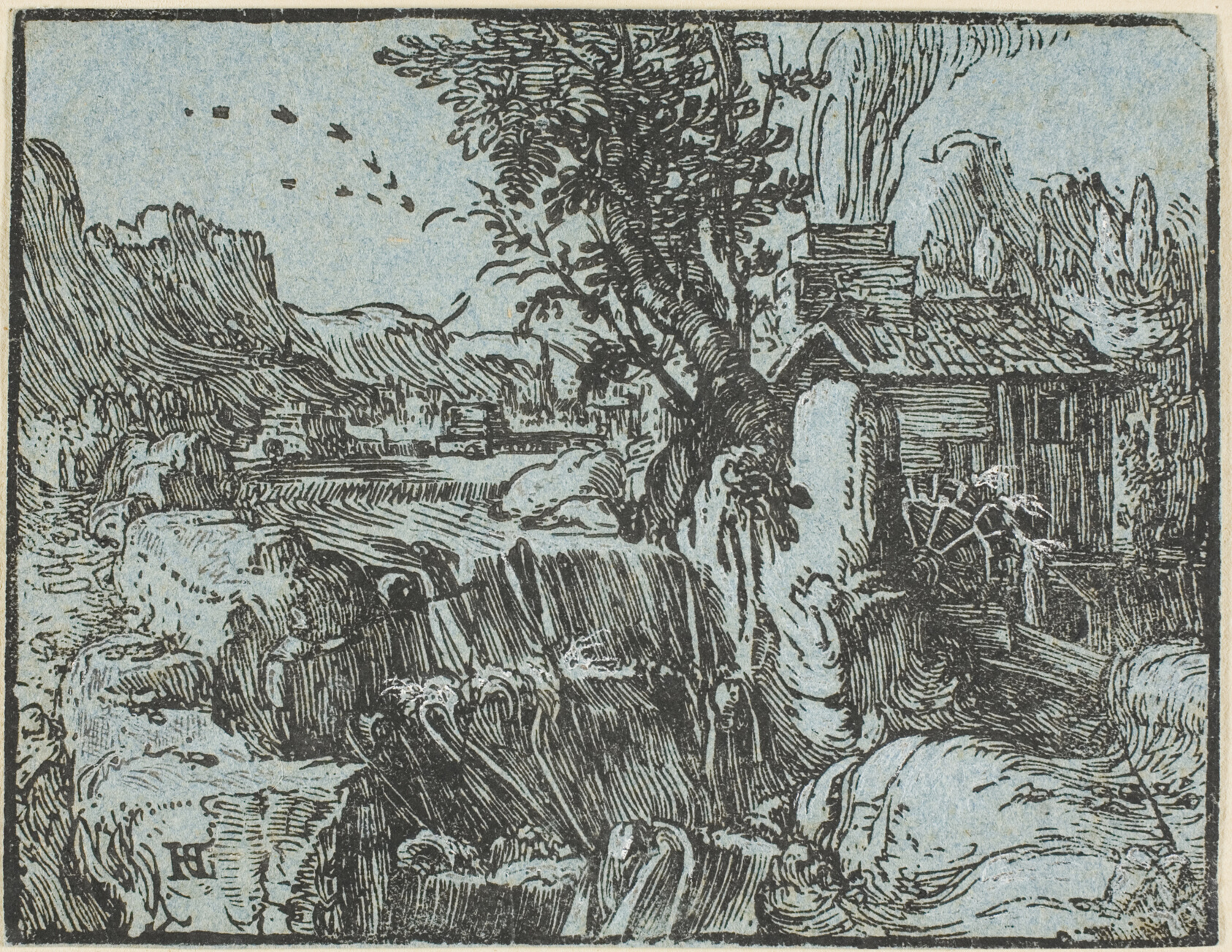 Landscape with a Waterfall, from Four Small Landscapes by Hendrick Goltzius