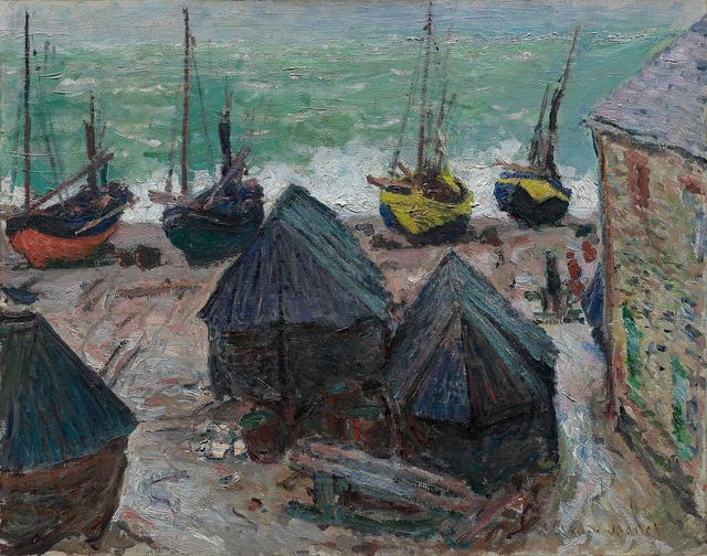 Boats on the Beach at Étretat by Claude Monet